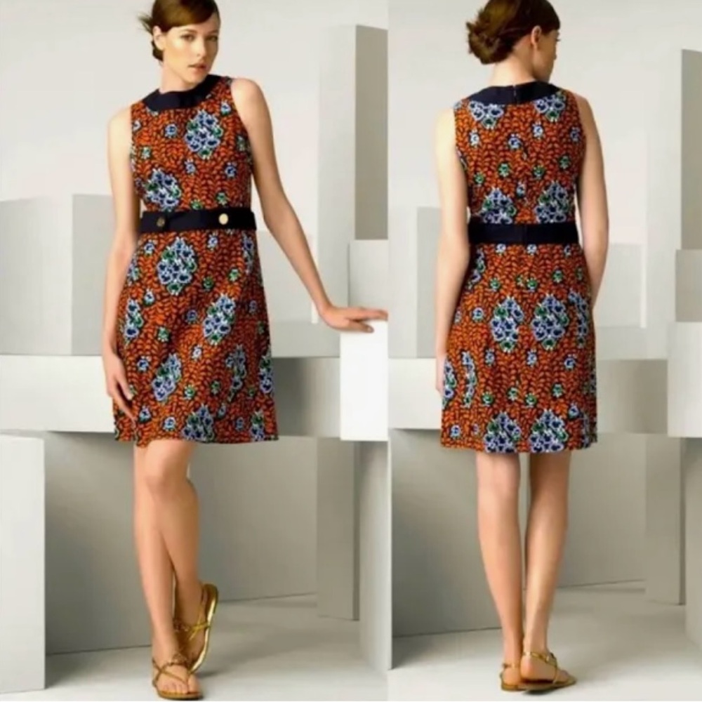 Floral Sleeveless Dress - Orange and Black